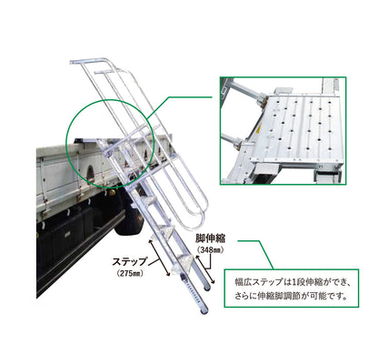 アルミ製トラック昇降ステップ　トラックライム　垂直床高1016～1447mm　REG-M