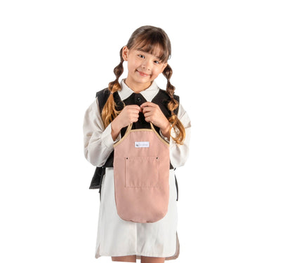 シューズバッグ　丸洗い　薄くて丈夫　間口広め　大人も使える　巾着　ピンクベージュ
