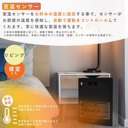 大風量セラミックファンヒーター　１２００Ｗ　　自動ルーバー人感センサー　ホワイト