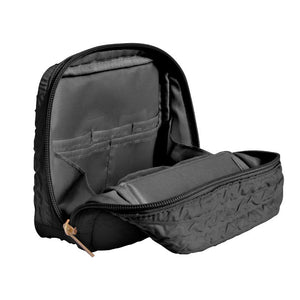 化粧ポーチ 縦型自立 取出し簡単 スマホスタンド付き 大容量 おしゃれ ブラック