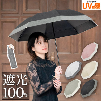 日傘 晴雨兼用 自動開閉 2段 UPF50+完全遮光  耐風 木目調 スキン