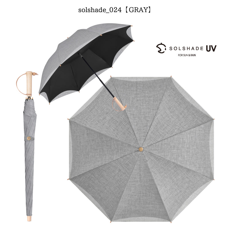 日傘 晴雨兼用 UPF50+完全遮光 長傘 2層構造 放熱 軽量 耐風 グレー