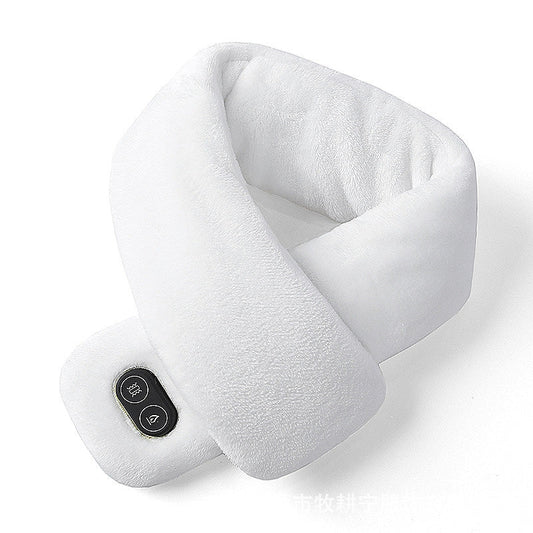 電熱マフラー　ネックウォーマー　白　Ｈｅａｔｉｎｇ　Ｍａｓｓａｇｅ　Ｓｃａｒｆ