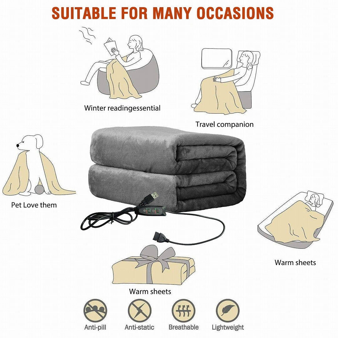 ＵＳＢブランケット　電気毛布　グレー　Ｅｌｅｃｔｒｉｃ　Ｂｌａｎｋｅｔ