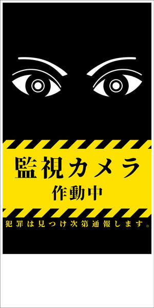 防犯標識　ＣＰＳ－０１＿３００×６００タテ　監視カメラ作動中