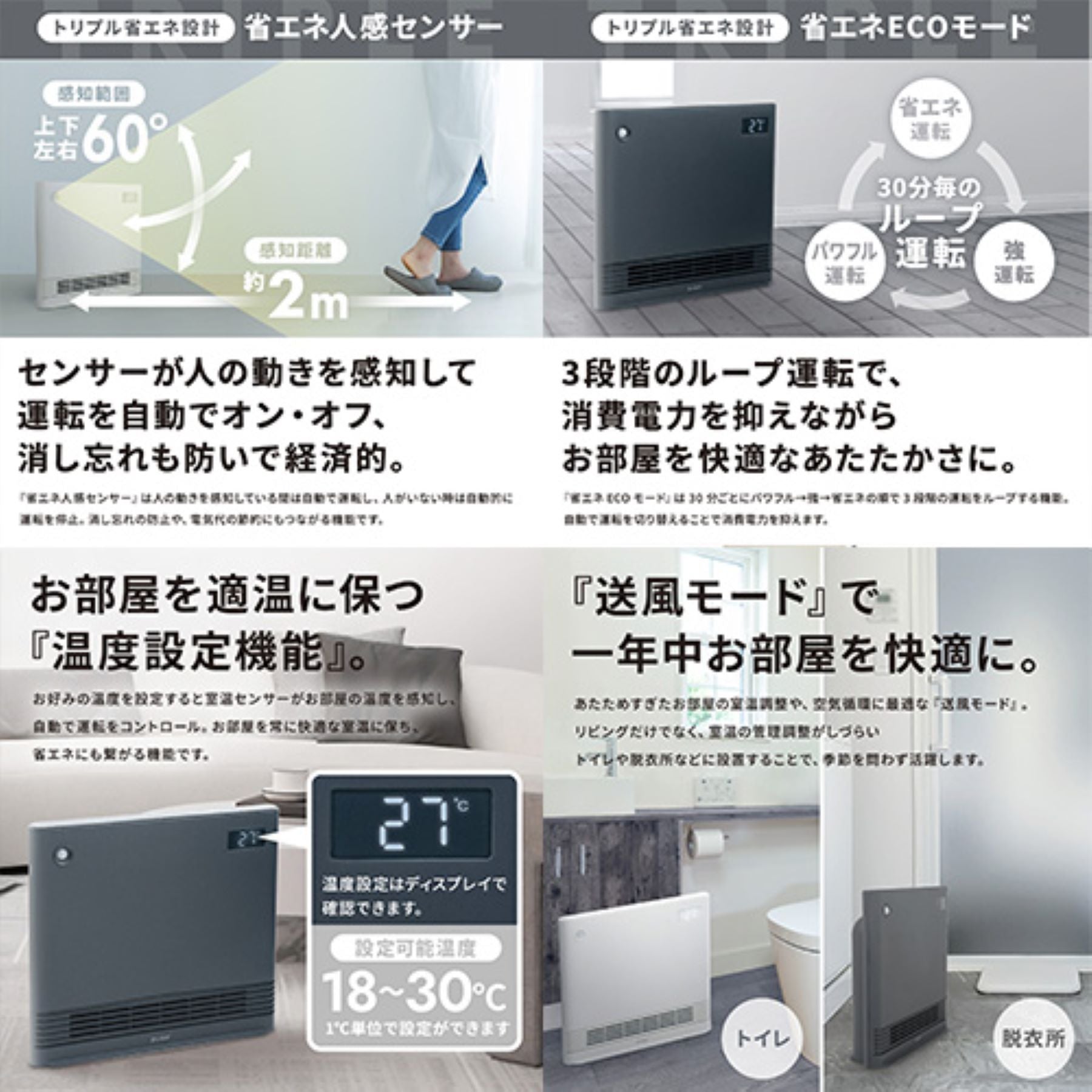 MAXIM WIDE HEAT 1200W 電気ヒーター ＜THREEUP/スリーアップ＞人感