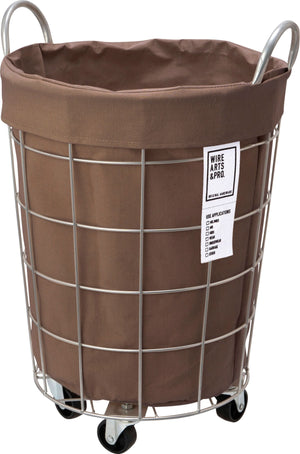 ランドリーバスケット　キャスター付き　ラウンド　３３Ｌ　ブラウン