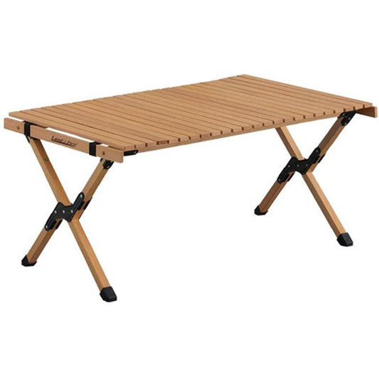 木製レジャーテーブル　ロールテーブル　９０×６０ｃｍ　折りたたみ式　コンパクト