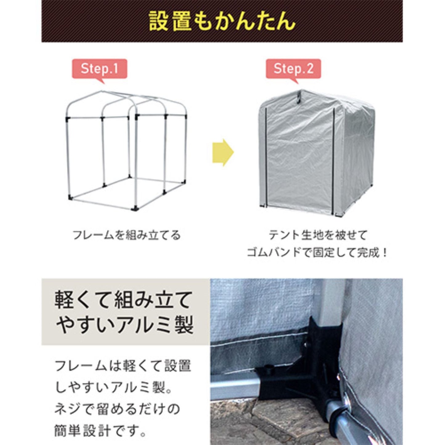 サイクルハウス　２台用　設置簡単　雨除け　UVカット　防水　簡易ガレージ　物置き