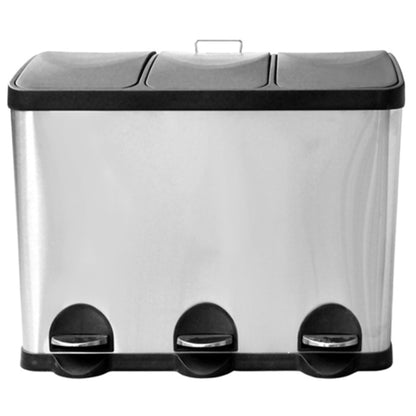 ゴミ箱 ステンレス ダストボックス 45L 3分別 ペダル式 蓋付き 衛生的 開閉 足踏み式 15L×3 分別可能 キッチン リビング オフィス 店舗 事業所向け 大容量 取出し可 内部丸洗い可