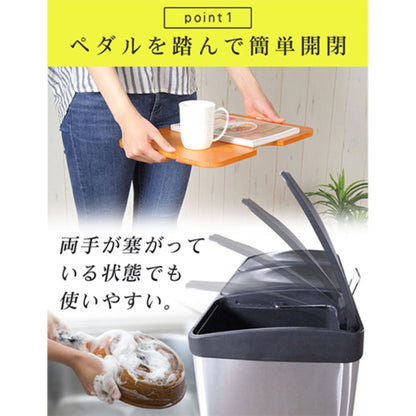 ゴミ箱 ステンレス ダストボックス 45L 3分別 ペダル式 蓋付き 衛生的 開閉 足踏み式 15L×3 分別可能 キッチン リビング オフィス 店舗 事業所向け 大容量 取出し可 内部丸洗い可