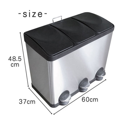 ゴミ箱 ステンレス ダストボックス 45L 3分別 ペダル式 蓋付き 衛生的 開閉 足踏み式 15L×3 分別可能 キッチン リビング オフィス 店舗 事業所向け 大容量 取出し可 内部丸洗い可
