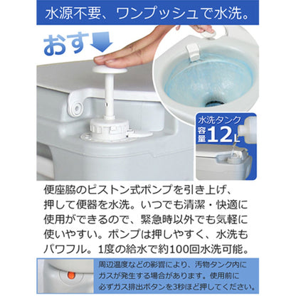 ポータブル水洗トイレ 簡易水洗 非常用 災害用 緊急用 介護用 防災備蓄 コンパクト 持ち運び可能 仮設トイレ 避難所 事業所 工場 オフィス 倉庫 現場用 トイレ対策