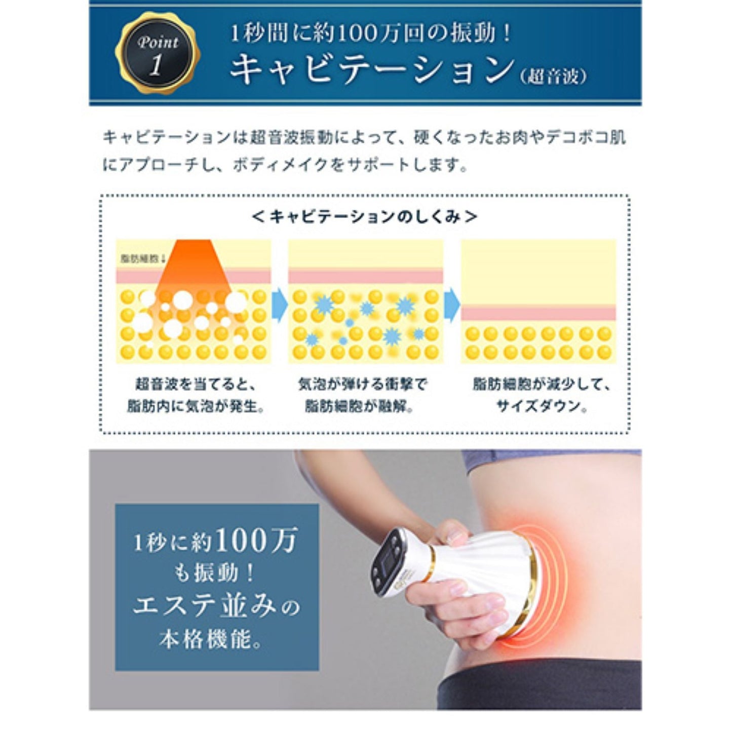 ポータブルマルチダイエット美容器　ＥＭＳ　キャビテーション　温熱振動赤青ＬＥＤ