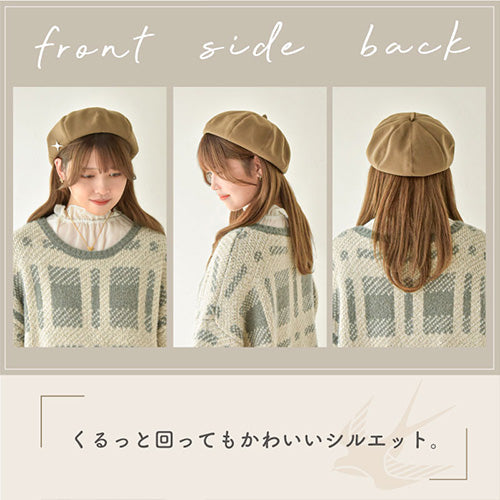 ベレー帽　レディース　秋冬　帽子　ワンポイント付　韓国風　サイズ調節可　ＧＹ
