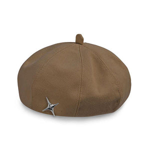 ベレー帽　レディース　秋冬　帽子　ワンポイント付　韓国風　サイズ調節可　ＭＯ