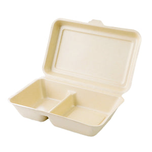 ＥＣＯ＆ＢＡＳＩＣ　バガス　ランチボックス　１０００ｍｌ仕切り付き　ラミ加工　５０入