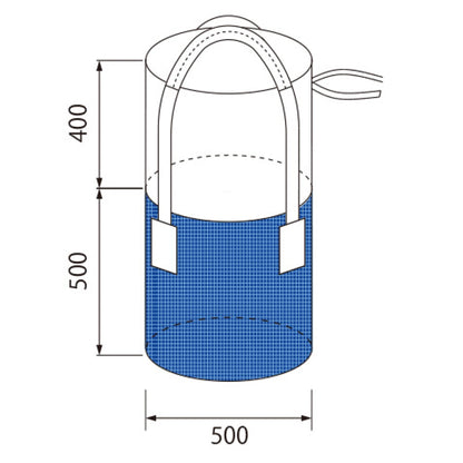 コンテナバッグ　丸型　容量１００Ｌ　青色　耐荷重１００ｋｇタイプ　排出口無し　１０枚セット