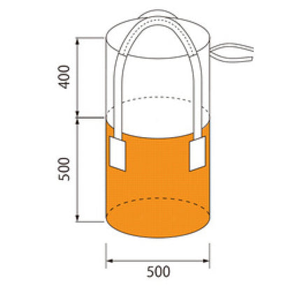 コンテナバッグ　丸型　容量１００Ｌ　オレンジ　耐荷重１００ｋｇタイプ　排出口無し　１０枚セット