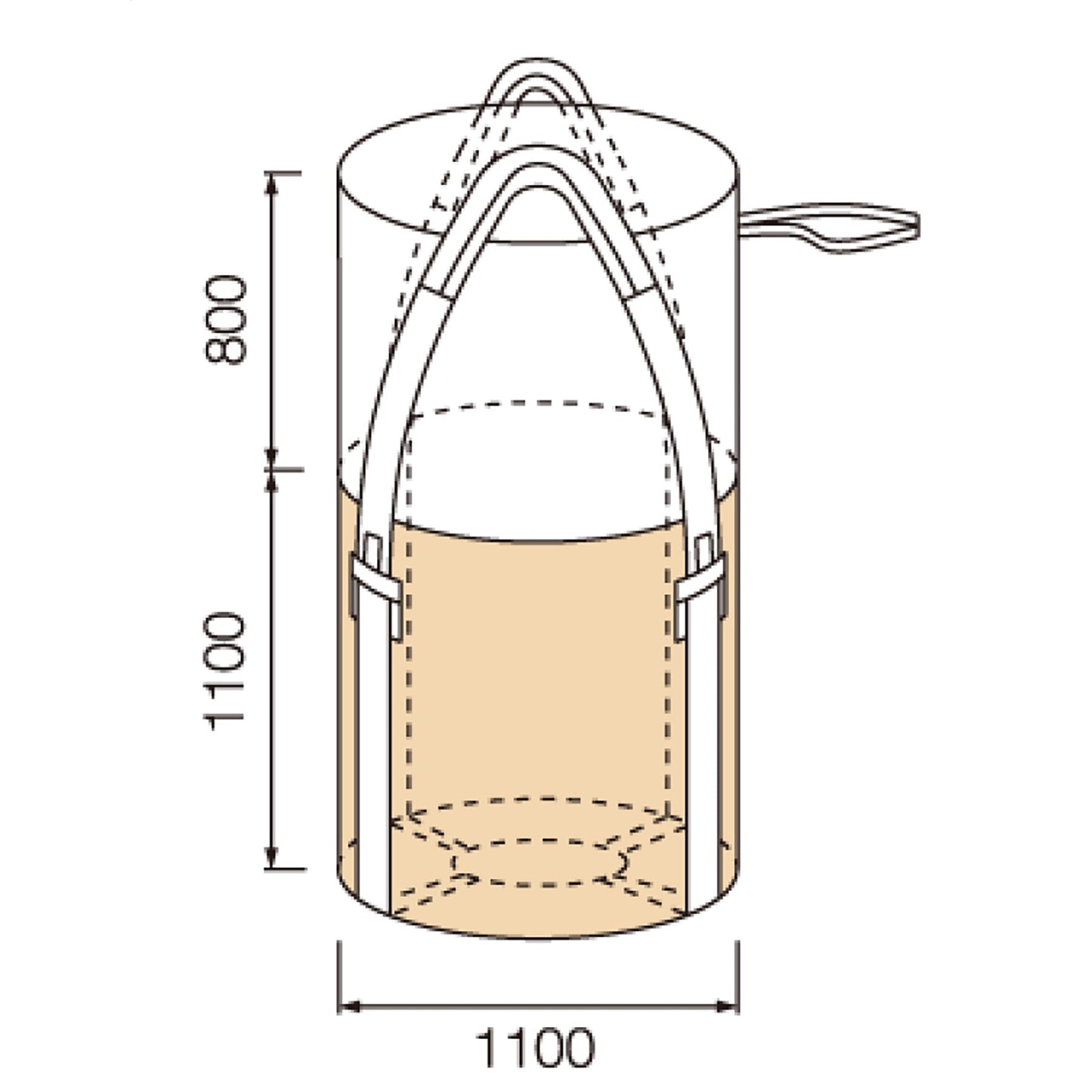 コンテナバッグ　丸型　容量１０００Ｌ　耐荷重１０００ｋｇタイプ　排出口無し　１０枚セット