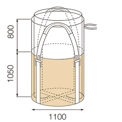 コンテナバッグ　丸型　内袋入りタイプ　容量１０００Ｌ　耐荷重１０００ｋｇタイプ　排出口なし　１０枚セット