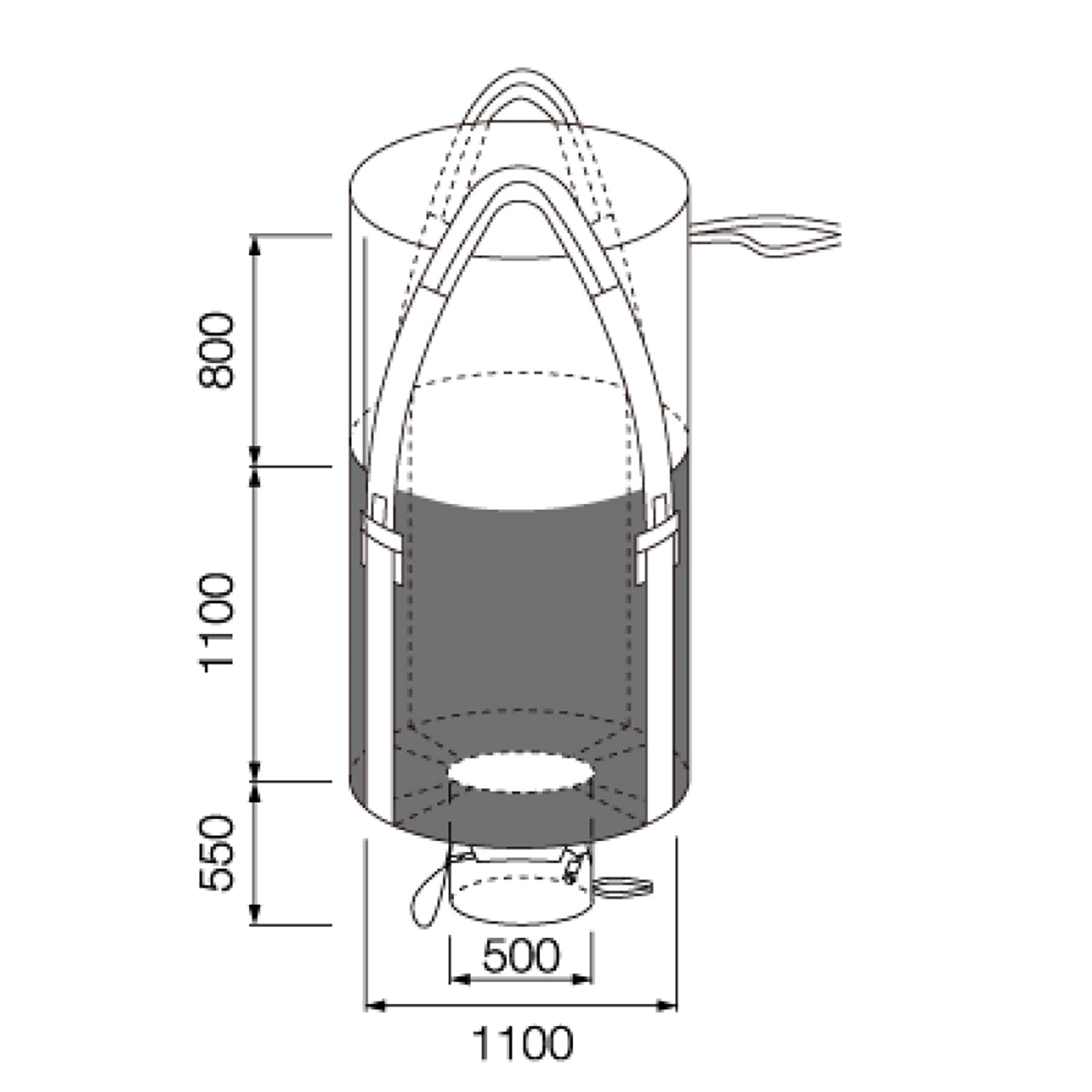 水切りコンテナバッグ 丸型 容量1000L 耐荷重1000kg 水切りコンテナバッグ 丸型 容量1000L 耐荷重1000kg