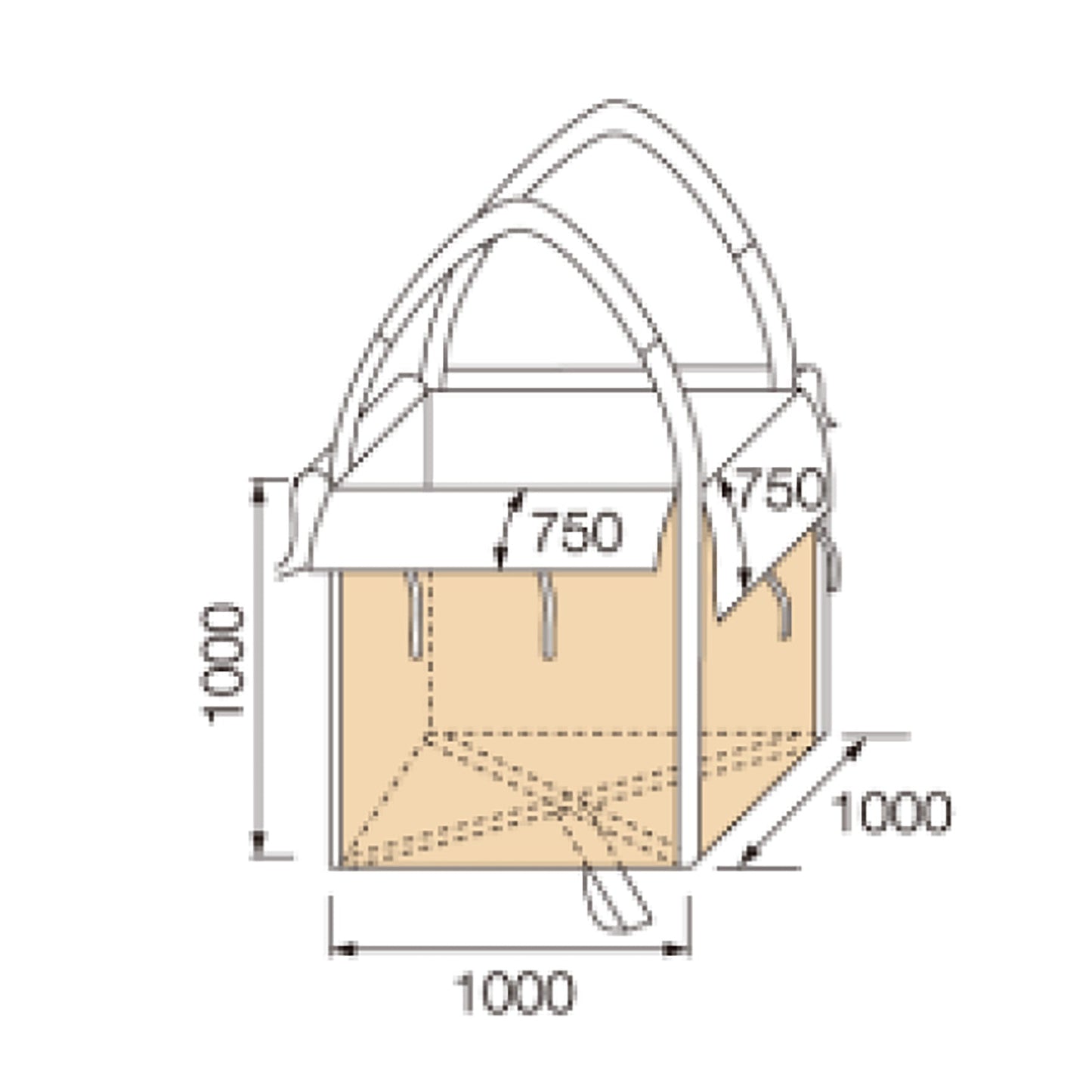 反転ベルト付コンテナバッグ　角型　容量１０００Ｌ　耐荷重１０００ｋｇタイプ　排出口なし　１０枚セット