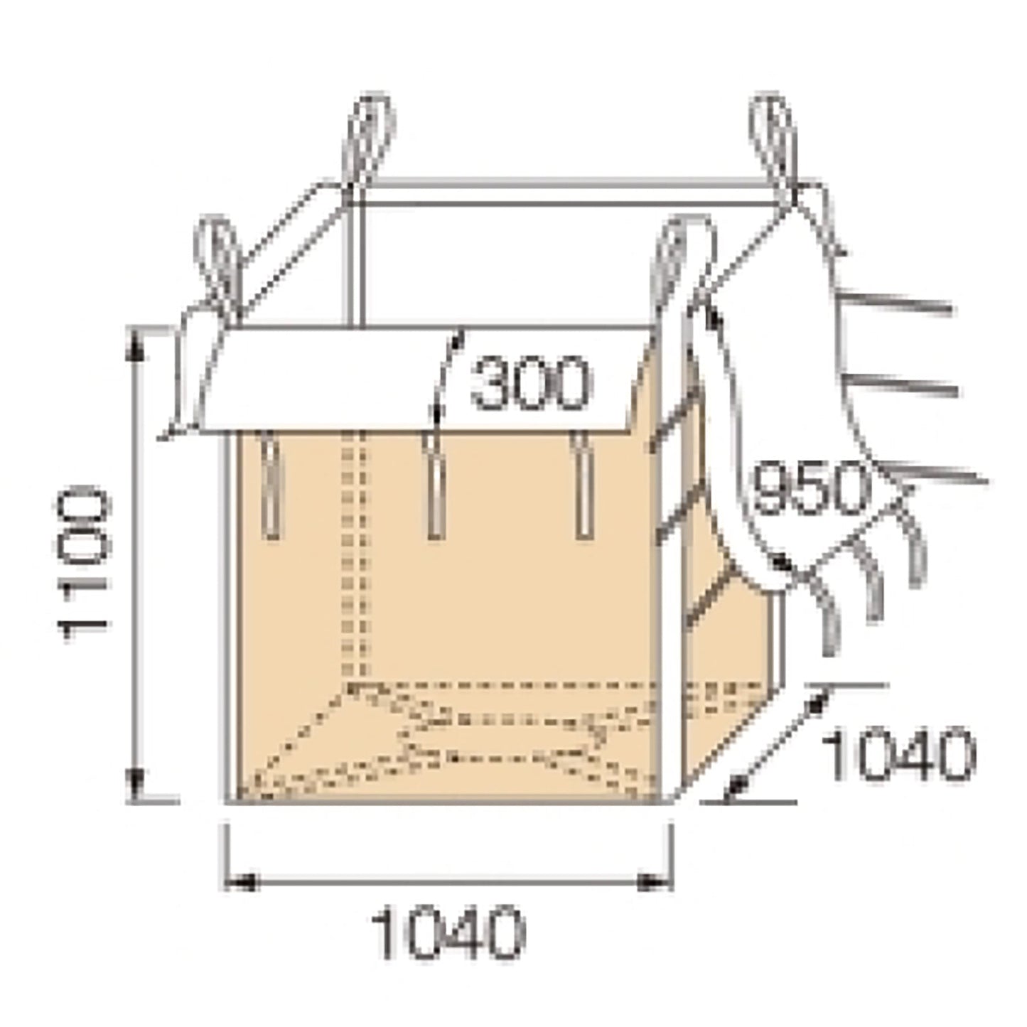 コンテナバッグ　角型　容量１２００Ｌ　耐荷重１０００ｋｇタイプ　排出口なし　１０枚セット