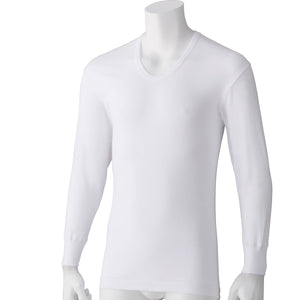 長袖Ｕ首シャツ（２枚組）　肌着　着替え簡単　着心地快適　秋冬　紳士用　ＷＨ　Ｍ