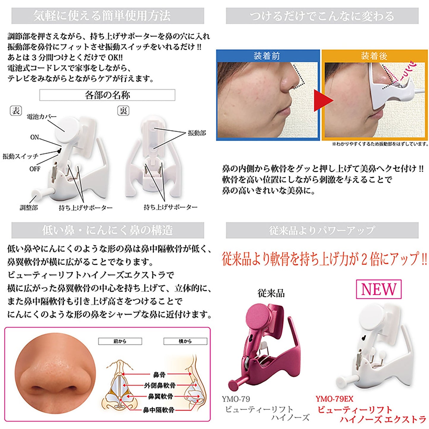 オムニ　ビューティーリフトハイノーズエクストラ　鼻専用美容器　鼻矯正　痛くない