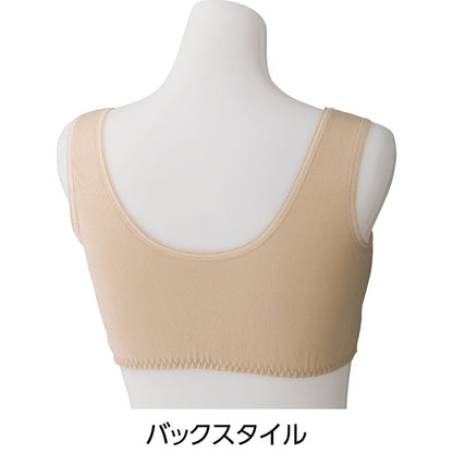 やわらかガーゼ編ソフトカップ付ブラジャー　上からかぶせる　脱着簡単　ＢＧ　２Ｌ