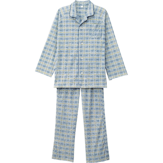 ワンタッチテープ＋フルオープンパジャマ　オムツ交換点滴時　通年　紳士　ＢＬ　Ｍ