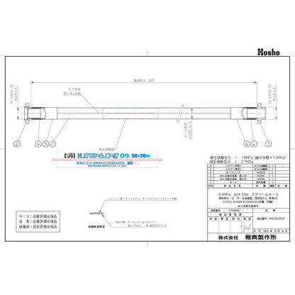 スプリームホース（屋外消火栓用ホース）０．９ＭＰａ　５０Ａ×２０ｍ　消防ネジ式