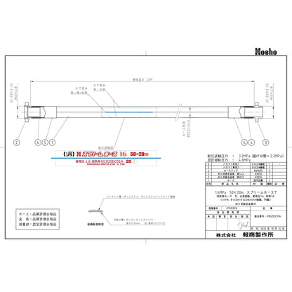 スプリームホース（消防消火用ホース）１．６ＭＰａ　５０Ａ×２０ｍ　消防ネジ式