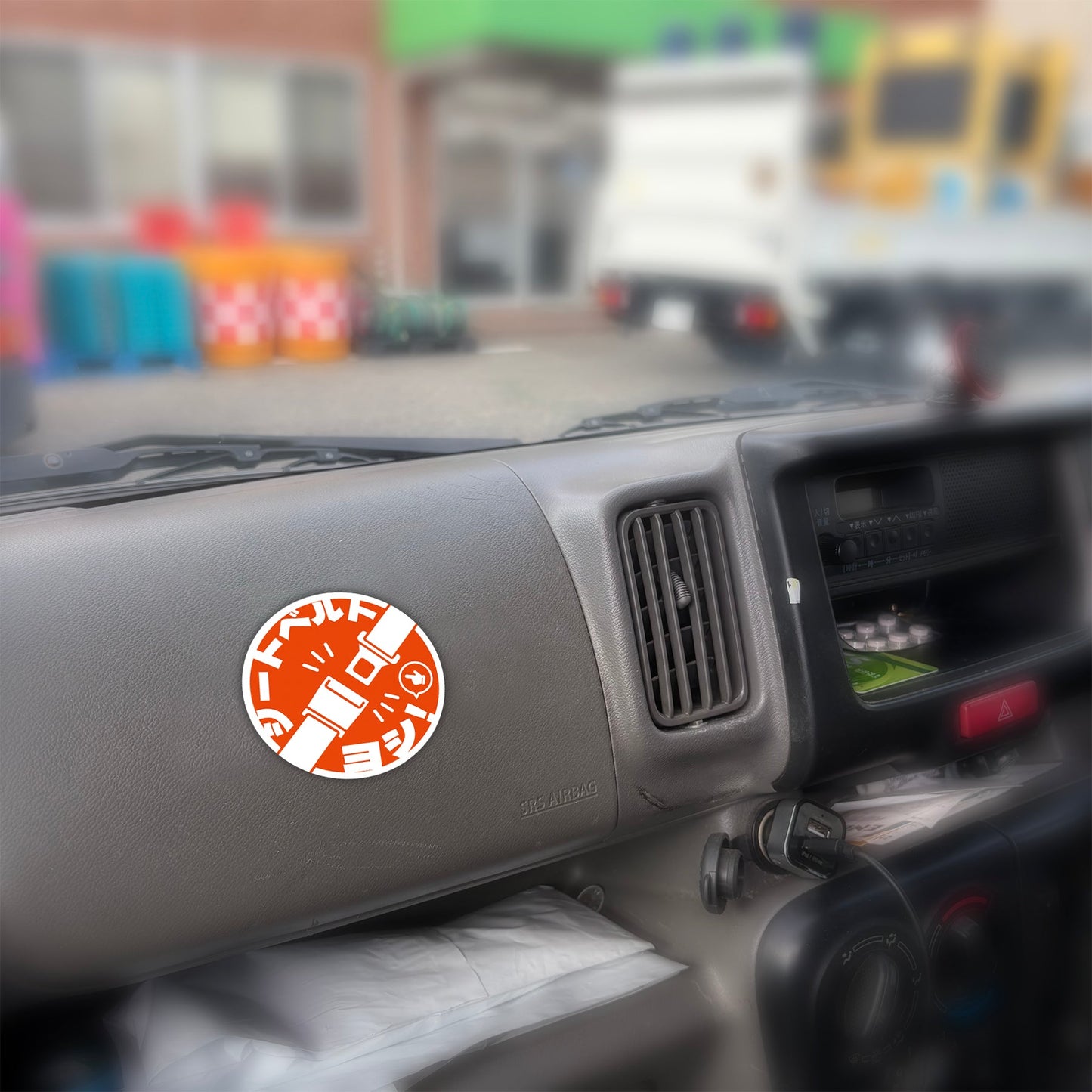 シートベルト着用ステッカー丸形　ピンク　SBT-R03