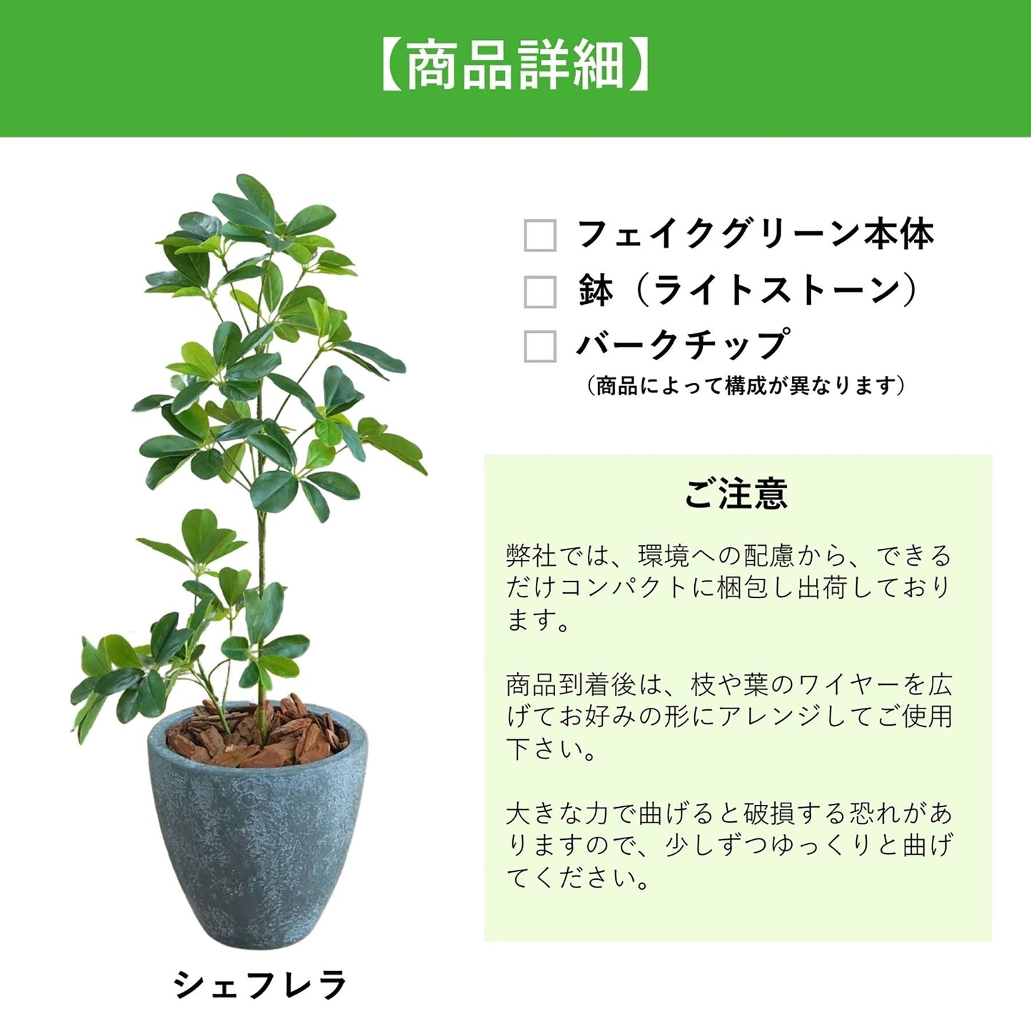光触媒インテリアグリーン　シェフレラ　観葉植物　高さ６５ｃｍ