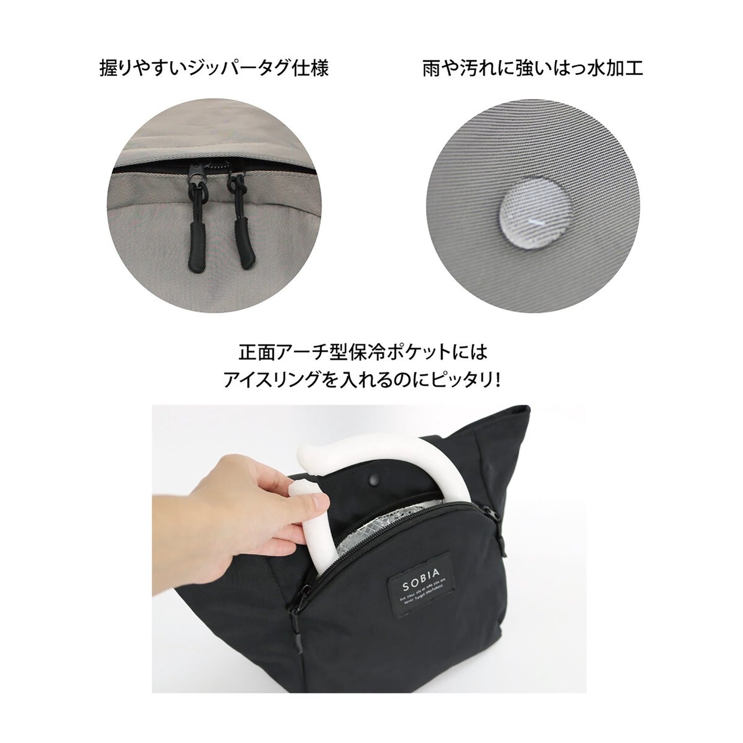 はっ水ナイロンワンマイル保冷トート　ＢＫ