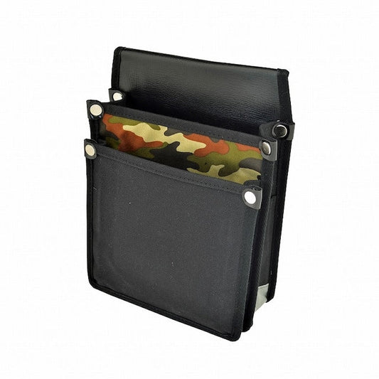 腰袋　内側ポケット付帆布／茶迷彩柄