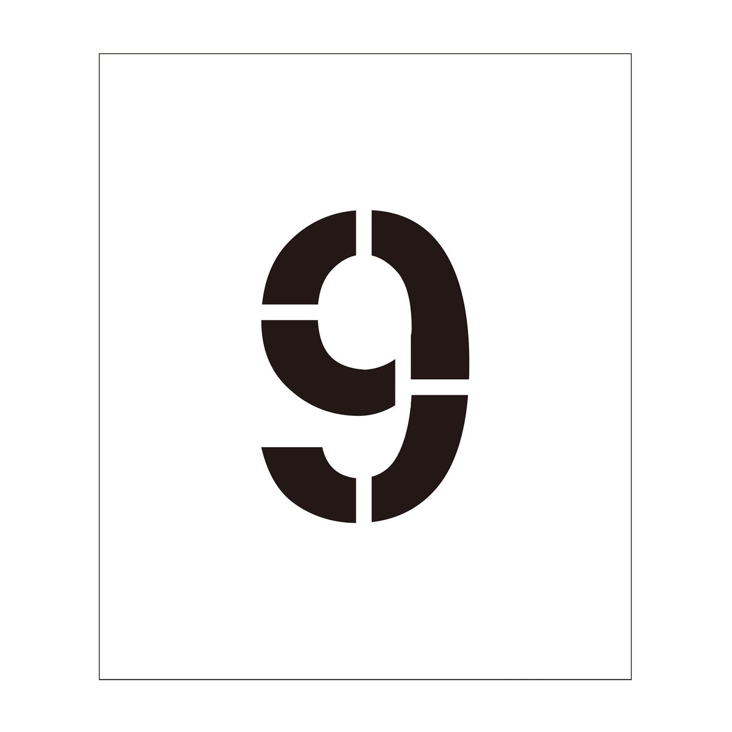 吹付けプレート　ステンシル　文字高３００　数字９　マグネット