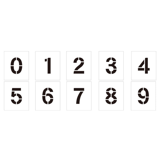 吹付けプレート　ステンシル　文字高１５０　数字０～９セット　マグネット