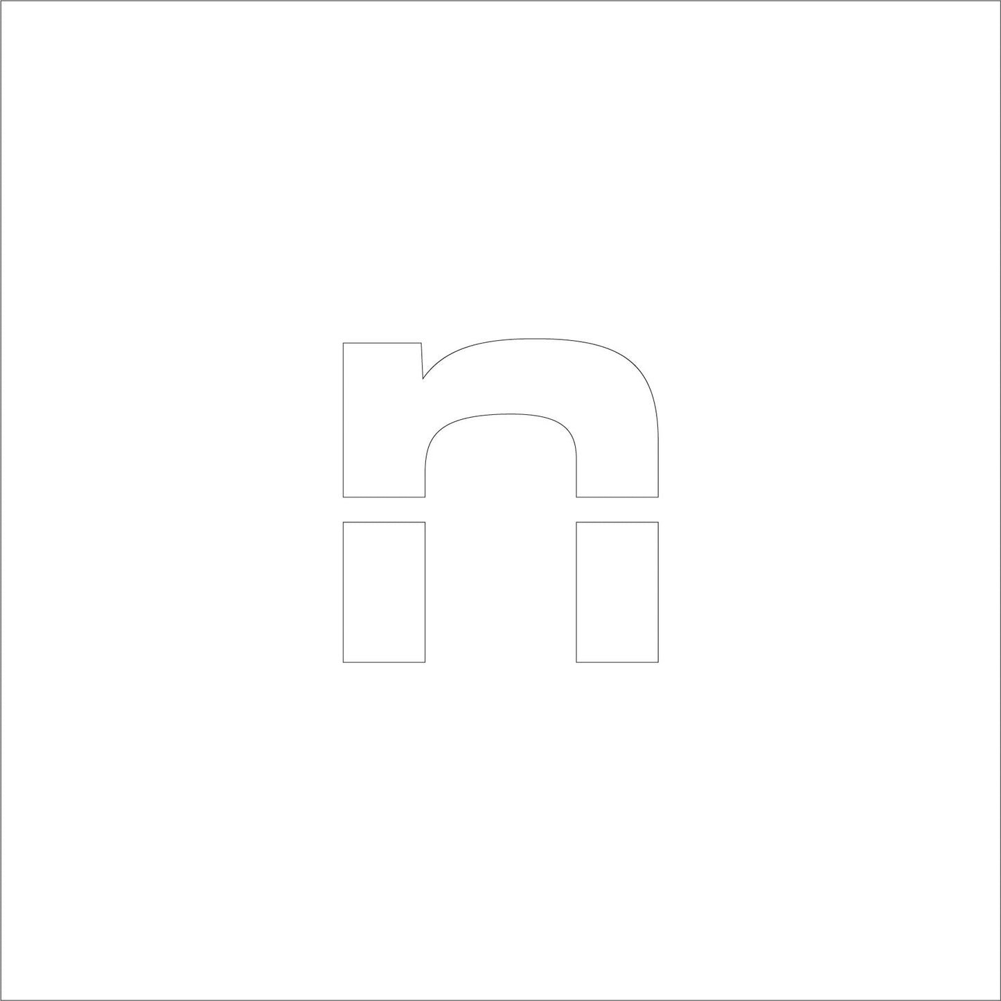 吹付けプレート　ステンシル　文字高３００　アルファベット小文字ｎ　マグネット