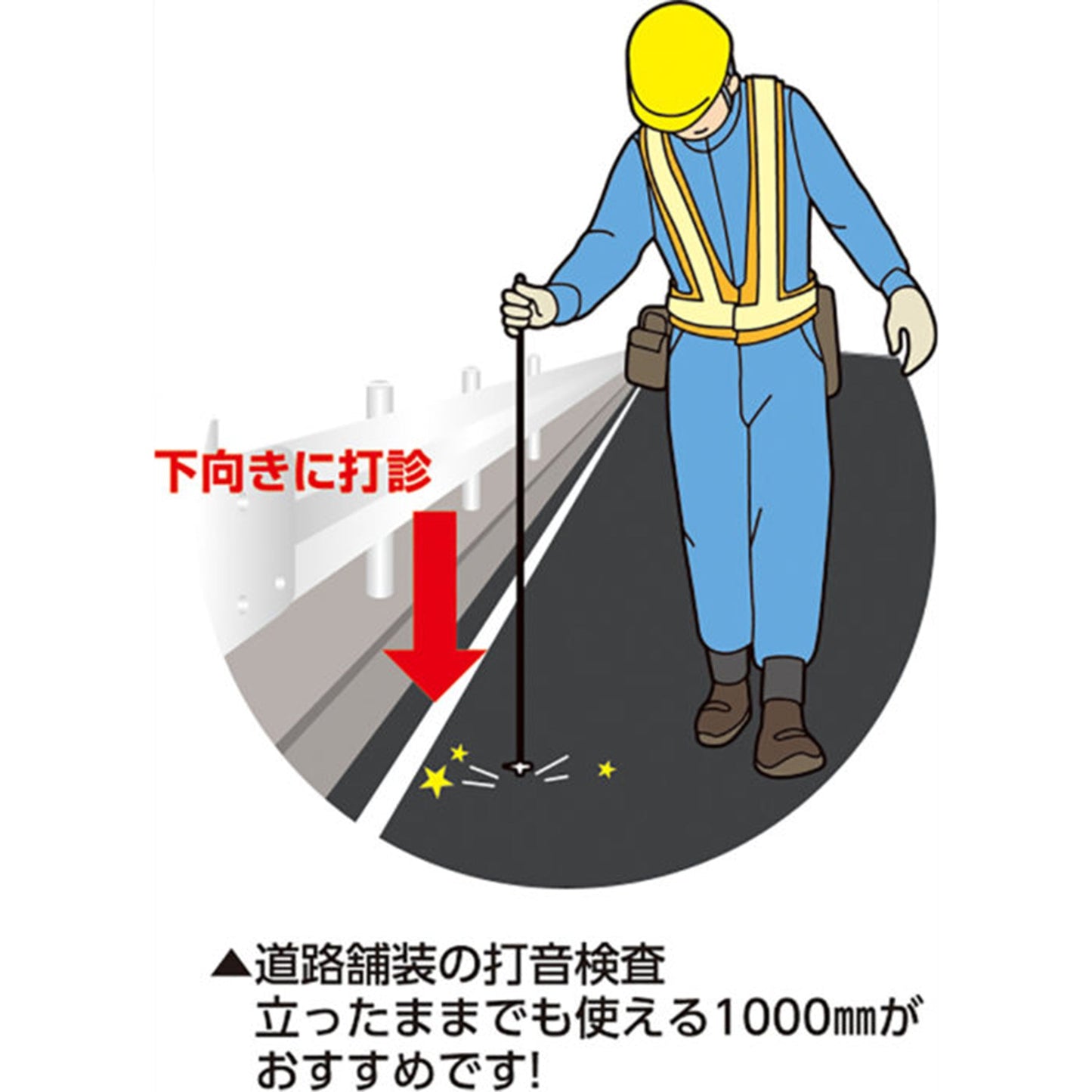 目盛付コンクリート点検ハンマー　1/4P 1000㎜