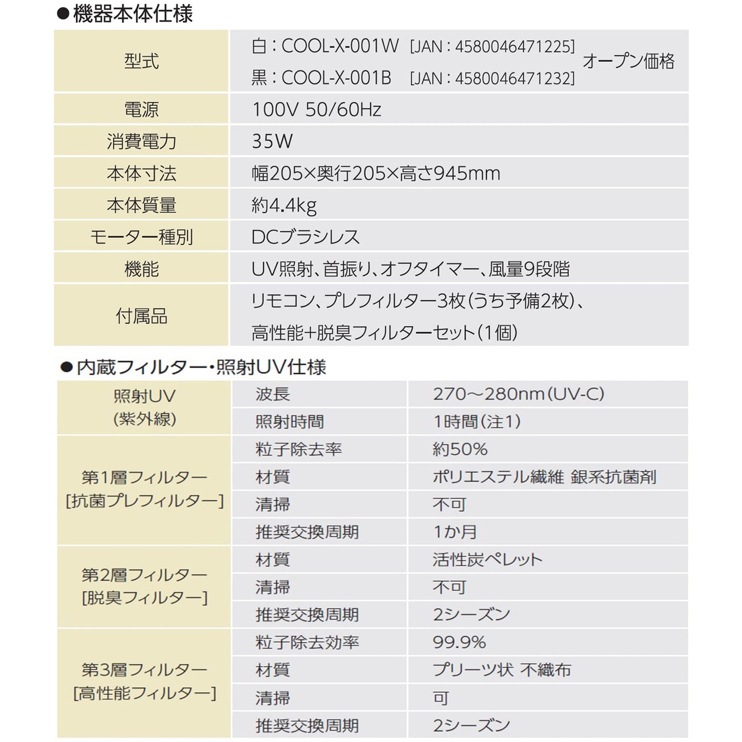 空気清浄・UV照射機能付ツインエアーサーキュレーター　白