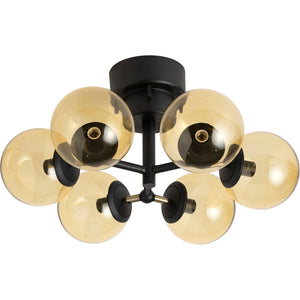 タイニーグラス　シーリングライト６灯　Black×Amber