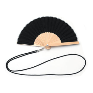 西川庄六　アウトドア扇子　ストラップ　ブラック