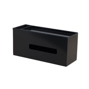 ティッシュケース(ポケット＆トレイ付)　ブラック