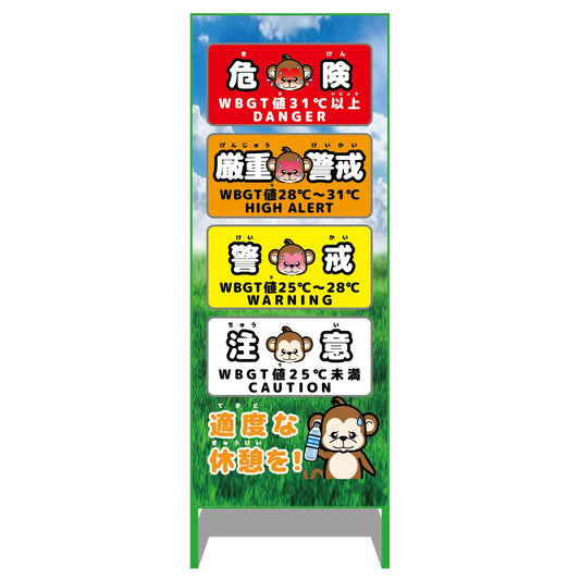 熱中症予防情報看板　動物ver(サル・青空)