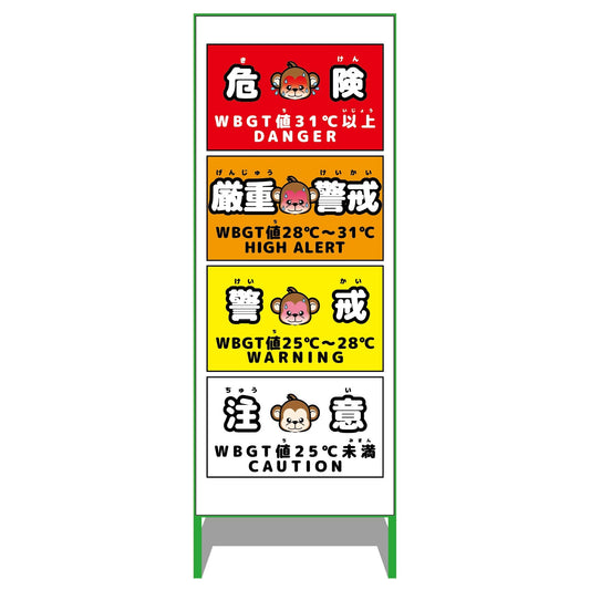 熱中症予防情報看板　動物ver(サル・白地)