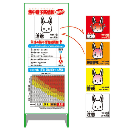 熱中症予防情報看板　マグネット付　動物ver(ウサギ)