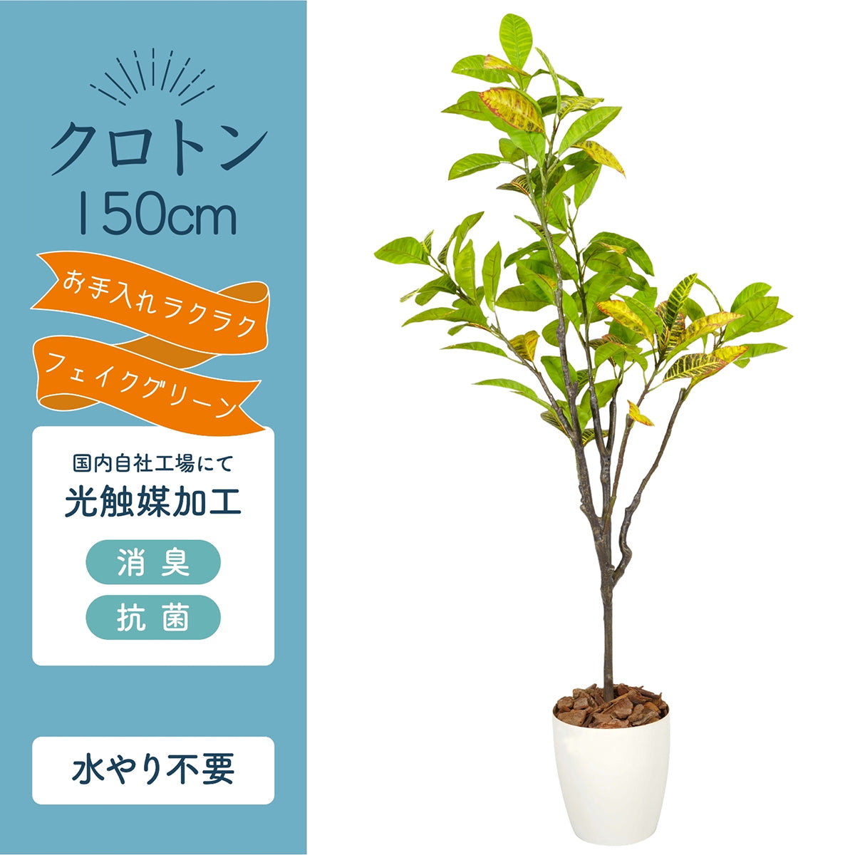 光触媒インテリアグリーン クロトン150cm 鉢付き